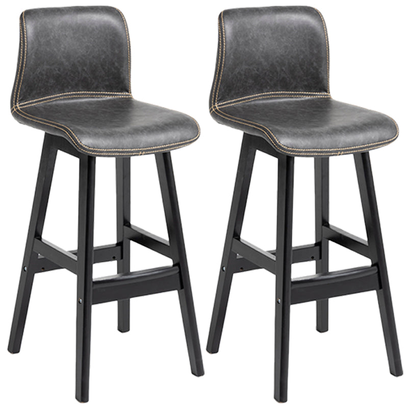 Scandinavian Style Bar-stool Square Leather Seat Counter Chair for Kitchen Bar Grey Black 2 Piece Set Clearhalo 'Bar Furniture' 'Bar Stools' 'bar_stools' 'furn' 'furn_bar_stools' 'furniture_bar_stools' 'Kitchen & Dining Furniture' 'kitchen&dining_furn' 'kitchen' 'kitchen_furn' Furniture' 4321828