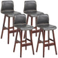 Scandinavian Style Bar-stool Square Leather Seat Counter Chair for Kitchen Bar Grey Brown 4 Piece Set Clearhalo 'Bar Furniture' 'Bar Stools' 'bar_stools' 'furn' 'furn_bar_stools' 'furniture_bar_stools' 'Kitchen & Dining Furniture' 'kitchen&dining_furn' 'kitchen' 'kitchen_furn' Furniture' 4321829