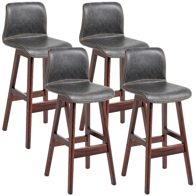 Scandinavian Style Bar-stool Square Leather Seat Counter Chair for Kitchen Bar Grey Brown 4 Piece Set Clearhalo 'Bar Furniture' 'Bar Stools' 'bar_stools' 'furn' 'furn_bar_stools' 'furniture_bar_stools' 'Kitchen & Dining Furniture' 'kitchen&dining_furn' 'kitchen' 'kitchen_furn' Furniture' 4321829