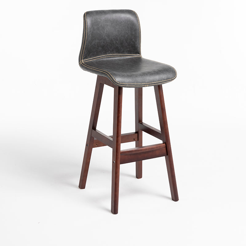 Scandinavian Style Bar-stool Square Leather Seat Counter Chair for Kitchen Bar Grey Brown 1 Piece Clearhalo 'Bar Furniture' 'Bar Stools' 'bar_stools' 'furn' 'furn_bar_stools' 'furniture_bar_stools' 'Kitchen & Dining Furniture' 'kitchen&dining_furn' 'kitchen' 'kitchen_furn' Furniture' 4321830