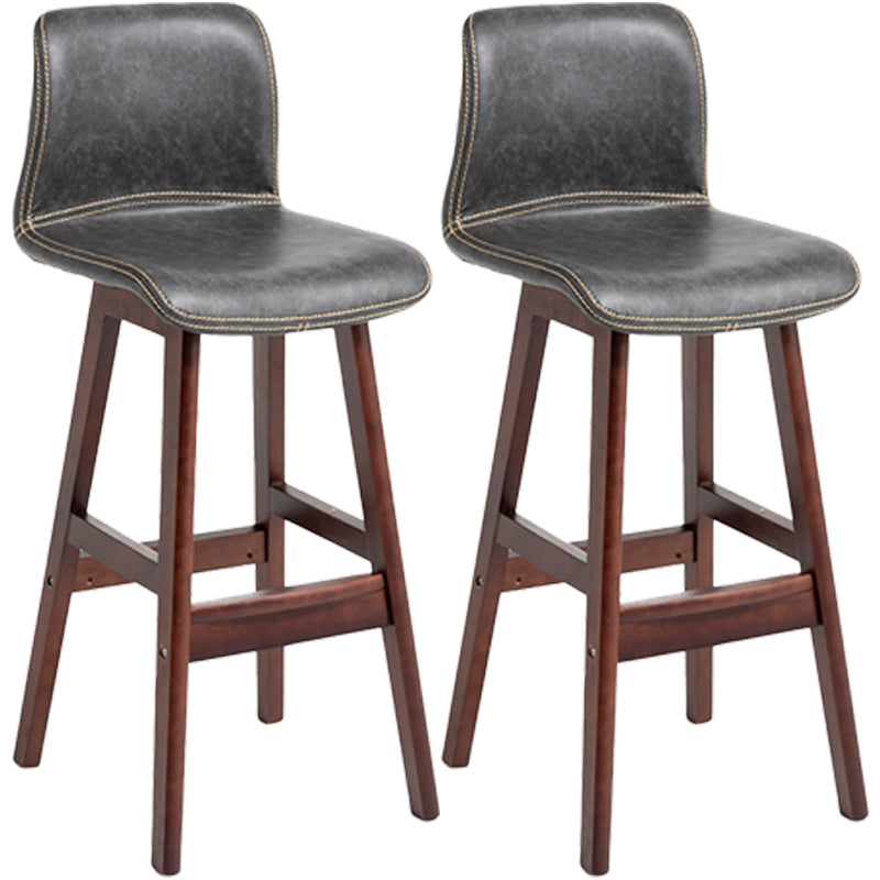Scandinavian Style Bar-stool Square Leather Seat Counter Chair for Kitchen Bar Grey Brown 2 Piece Set Clearhalo 'Bar Furniture' 'Bar Stools' 'bar_stools' 'furn' 'furn_bar_stools' 'furniture_bar_stools' 'Kitchen & Dining Furniture' 'kitchen&dining_furn' 'kitchen' 'kitchen_furn' Furniture' 4321831