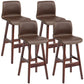 Scandinavian Style Bar-stool Square Leather Seat Counter Chair for Kitchen Bar Coffee Brown 4 Piece Set Clearhalo 'Bar Furniture' 'Bar Stools' 'bar_stools' 'furn' 'furn_bar_stools' 'furniture_bar_stools' 'Kitchen & Dining Furniture' 'kitchen&dining_furn' 'kitchen' 'kitchen_furn' Furniture' 4321832