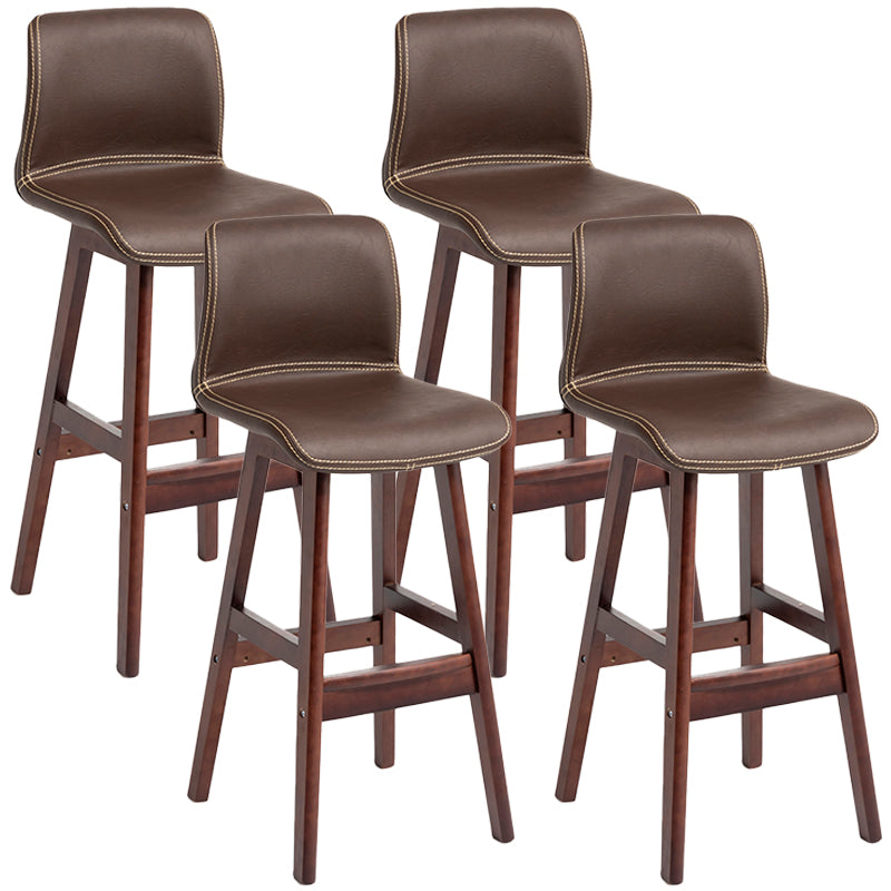 Scandinavian Style Bar-stool Square Leather Seat Counter Chair for Kitchen Bar Coffee Brown 4 Piece Set Clearhalo 'Bar Furniture' 'Bar Stools' 'bar_stools' 'furn' 'furn_bar_stools' 'furniture_bar_stools' 'Kitchen & Dining Furniture' 'kitchen&dining_furn' 'kitchen' 'kitchen_furn' Furniture' 4321832