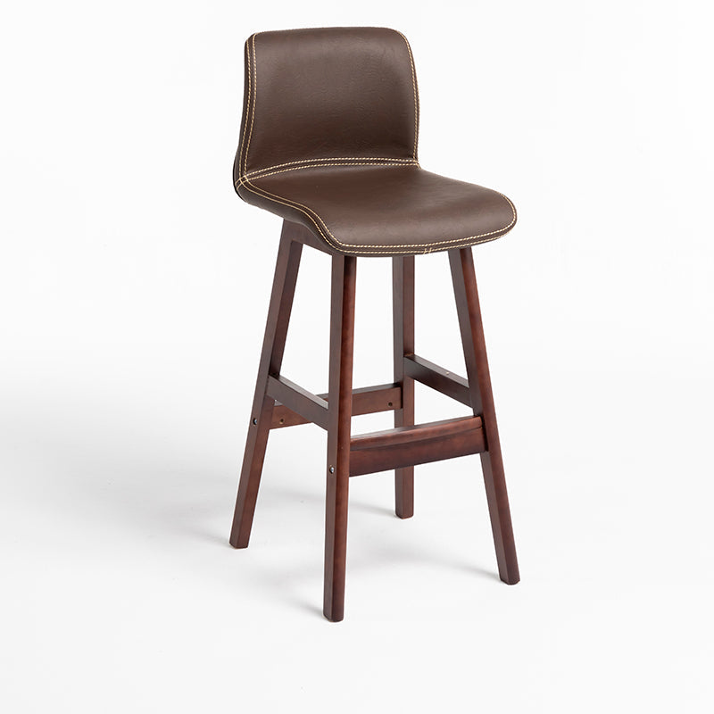 Scandinavian Style Bar-stool Square Leather Seat Counter Chair for Kitchen Bar Coffee Brown 1 Piece Clearhalo 'Bar Furniture' 'Bar Stools' 'bar_stools' 'furn' 'furn_bar_stools' 'furniture_bar_stools' 'Kitchen & Dining Furniture' 'kitchen&dining_furn' 'kitchen' 'kitchen_furn' Furniture' 4321833