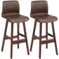 Scandinavian Style Bar-stool Square Leather Seat Counter Chair for Kitchen Bar Coffee Brown 2 Piece Set Clearhalo 'Bar Furniture' 'Bar Stools' 'bar_stools' 'furn' 'furn_bar_stools' 'furniture_bar_stools' 'Kitchen & Dining Furniture' 'kitchen&dining_furn' 'kitchen' 'kitchen_furn' Furniture' 4321834