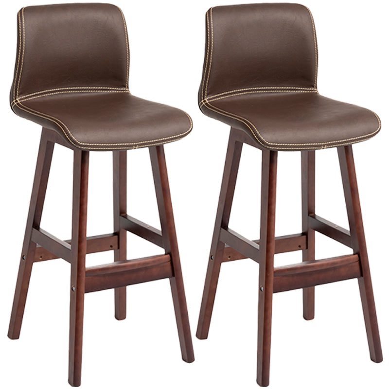 Scandinavian Style Bar-stool Square Leather Seat Counter Chair for Kitchen Bar Coffee Brown 2 Piece Set Clearhalo 'Bar Furniture' 'Bar Stools' 'bar_stools' 'furn' 'furn_bar_stools' 'furniture_bar_stools' 'Kitchen & Dining Furniture' 'kitchen&dining_furn' 'kitchen' 'kitchen_furn' Furniture' 4321834