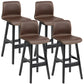 Scandinavian Style Bar-stool Square Leather Seat Counter Chair for Kitchen Bar Coffee Black 4 Piece Set Clearhalo 'Bar Furniture' 'Bar Stools' 'bar_stools' 'furn' 'furn_bar_stools' 'furniture_bar_stools' 'Kitchen & Dining Furniture' 'kitchen&dining_furn' 'kitchen' 'kitchen_furn' Furniture' 4321835