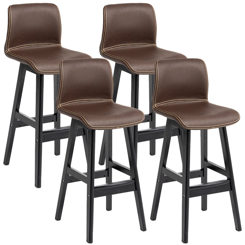 Scandinavian Style Bar-stool Square Leather Seat Counter Chair for Kitchen Bar Coffee Black 4 Piece Set Clearhalo 'Bar Furniture' 'Bar Stools' 'bar_stools' 'furn' 'furn_bar_stools' 'furniture_bar_stools' 'Kitchen & Dining Furniture' 'kitchen&dining_furn' 'kitchen' 'kitchen_furn' Furniture' 4321835