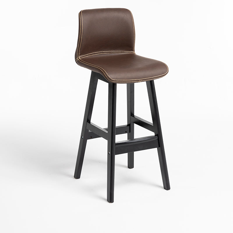 Scandinavian Style Bar-stool Square Leather Seat Counter Chair for Kitchen Bar Coffee Black 1 Piece Clearhalo 'Bar Furniture' 'Bar Stools' 'bar_stools' 'furn' 'furn_bar_stools' 'furniture_bar_stools' 'Kitchen & Dining Furniture' 'kitchen&dining_furn' 'kitchen' 'kitchen_furn' Furniture' 4321836