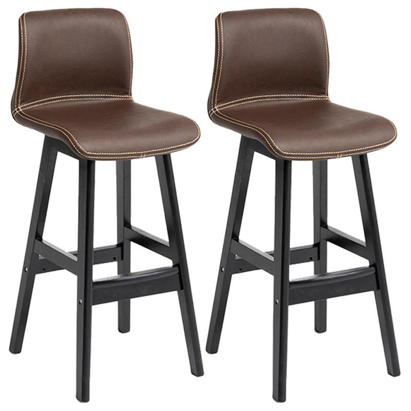 Scandinavian Style Bar-stool Square Leather Seat Counter Chair for Kitchen Bar Coffee Black 2 Piece Set Clearhalo 'Bar Furniture' 'Bar Stools' 'bar_stools' 'furn' 'furn_bar_stools' 'furniture_bar_stools' 'Kitchen & Dining Furniture' 'kitchen&dining_furn' 'kitchen' 'kitchen_furn' Furniture' 4321837