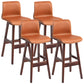 Scandinavian Style Bar-stool Square Leather Seat Counter Chair for Kitchen Bar Light Brown Brown 4 Piece Set Clearhalo 'Bar Furniture' 'Bar Stools' 'bar_stools' 'furn' 'furn_bar_stools' 'furniture_bar_stools' 'Kitchen & Dining Furniture' 'kitchen&dining_furn' 'kitchen' 'kitchen_furn' Furniture' 4321838
