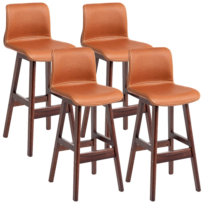Scandinavian Style Bar-stool Square Leather Seat Counter Chair for Kitchen Bar Light Brown Brown 4 Piece Set Clearhalo 'Bar Furniture' 'Bar Stools' 'bar_stools' 'furn' 'furn_bar_stools' 'furniture_bar_stools' 'Kitchen & Dining Furniture' 'kitchen&dining_furn' 'kitchen' 'kitchen_furn' Furniture' 4321838