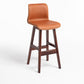 Scandinavian Style Bar-stool Square Leather Seat Counter Chair for Kitchen Bar Light Brown Brown 1 Piece Clearhalo 'Bar Furniture' 'Bar Stools' 'bar_stools' 'furn' 'furn_bar_stools' 'furniture_bar_stools' 'Kitchen & Dining Furniture' 'kitchen&dining_furn' 'kitchen' 'kitchen_furn' Furniture' 4321839