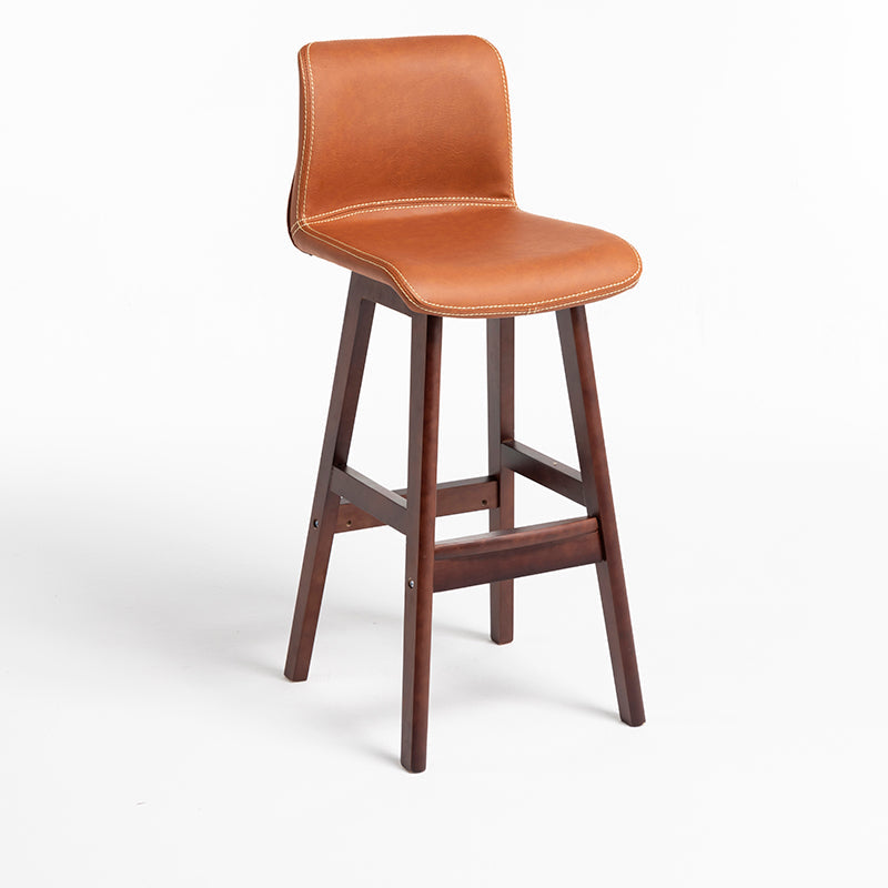 Scandinavian Style Bar-stool Square Leather Seat Counter Chair for Kitchen Bar Light Brown Brown 1 Piece Clearhalo 'Bar Furniture' 'Bar Stools' 'bar_stools' 'furn' 'furn_bar_stools' 'furniture_bar_stools' 'Kitchen & Dining Furniture' 'kitchen&dining_furn' 'kitchen' 'kitchen_furn' Furniture' 4321839