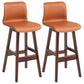 Scandinavian Style Bar-stool Square Leather Seat Counter Chair for Kitchen Bar Light Brown Brown 2 Piece Set Clearhalo 'Bar Furniture' 'Bar Stools' 'bar_stools' 'furn' 'furn_bar_stools' 'furniture_bar_stools' 'Kitchen & Dining Furniture' 'kitchen&dining_furn' 'kitchen' 'kitchen_furn' Furniture' 4321840