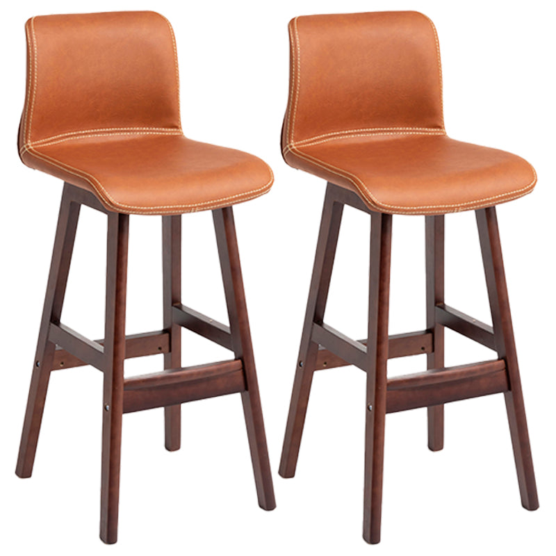 Scandinavian Style Bar-stool Square Leather Seat Counter Chair for Kitchen Bar Light Brown Brown 2 Piece Set Clearhalo 'Bar Furniture' 'Bar Stools' 'bar_stools' 'furn' 'furn_bar_stools' 'furniture_bar_stools' 'Kitchen & Dining Furniture' 'kitchen&dining_furn' 'kitchen' 'kitchen_furn' Furniture' 4321840
