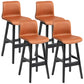 Scandinavian Style Bar-stool Square Leather Seat Counter Chair for Kitchen Bar Light Brown Black 4 Piece Set Clearhalo 'Bar Furniture' 'Bar Stools' 'bar_stools' 'furn' 'furn_bar_stools' 'furniture_bar_stools' 'Kitchen & Dining Furniture' 'kitchen&dining_furn' 'kitchen' 'kitchen_furn' Furniture' 4321841