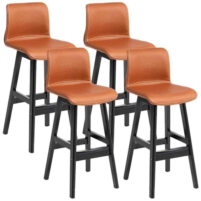 Scandinavian Style Bar-stool Square Leather Seat Counter Chair for Kitchen Bar Light Brown Black 4 Piece Set Clearhalo 'Bar Furniture' 'Bar Stools' 'bar_stools' 'furn' 'furn_bar_stools' 'furniture_bar_stools' 'Kitchen & Dining Furniture' 'kitchen&dining_furn' 'kitchen' 'kitchen_furn' Furniture' 4321841
