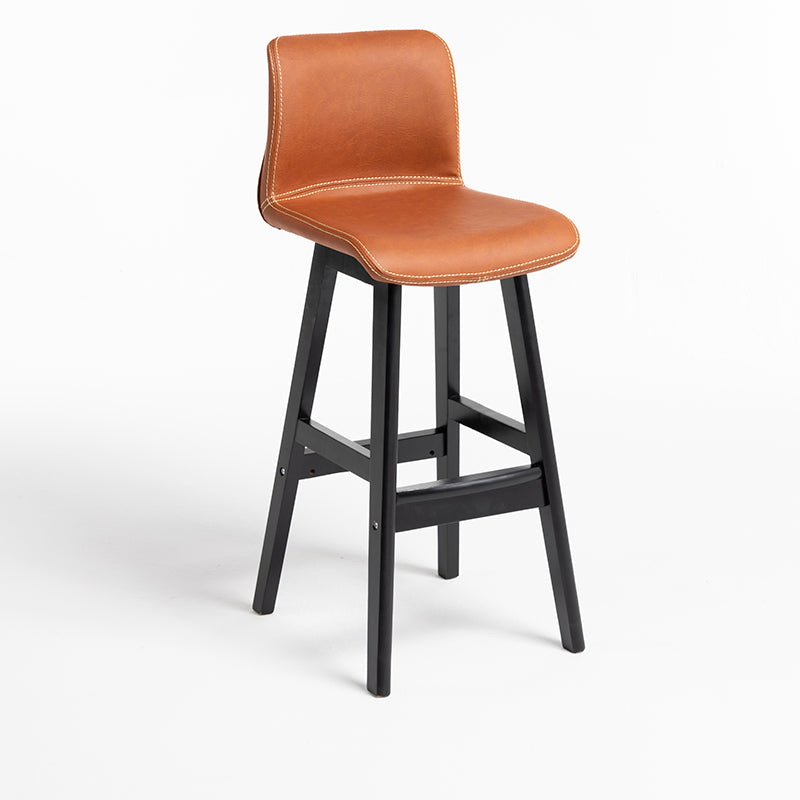 Scandinavian Style Bar-stool Square Leather Seat Counter Chair for Kitchen Bar Light Brown Black 1 Piece Clearhalo 'Bar Furniture' 'Bar Stools' 'bar_stools' 'furn' 'furn_bar_stools' 'furniture_bar_stools' 'Kitchen & Dining Furniture' 'kitchen&dining_furn' 'kitchen' 'kitchen_furn' Furniture' 4321842
