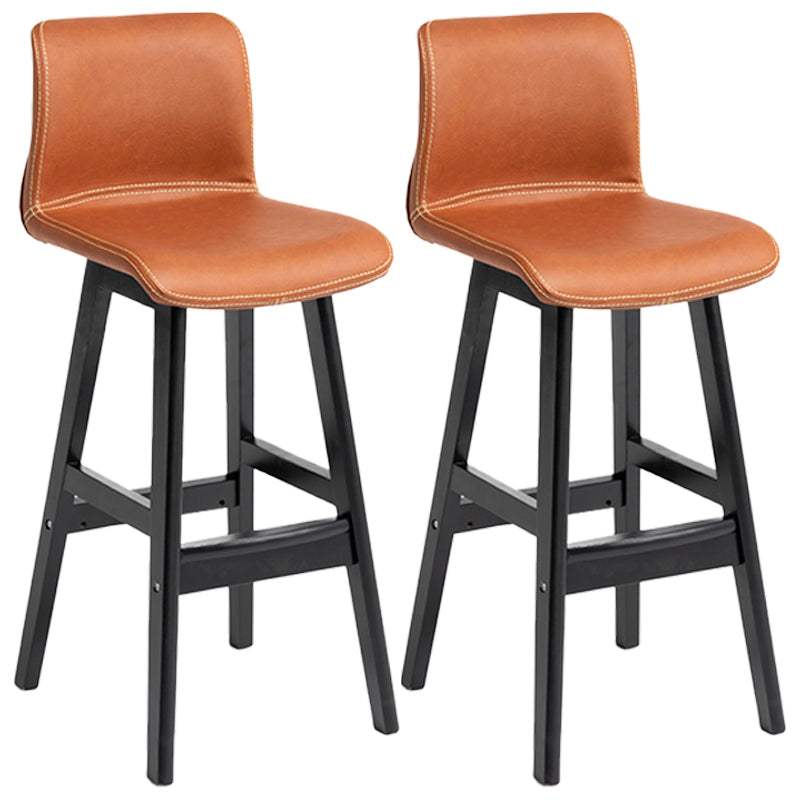 Scandinavian Style Bar-stool Square Leather Seat Counter Chair for Kitchen Bar Light Brown Black 2 Piece Set Clearhalo 'Bar Furniture' 'Bar Stools' 'bar_stools' 'furn' 'furn_bar_stools' 'furniture_bar_stools' 'Kitchen & Dining Furniture' 'kitchen&dining_furn' 'kitchen' 'kitchen_furn' Furniture' 4321843