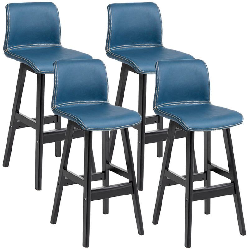 Scandinavian Style Bar-stool Square Leather Seat Counter Chair for Kitchen Bar Royal Blue Black 4 Piece Set Clearhalo 'Bar Furniture' 'Bar Stools' 'bar_stools' 'furn' 'furn_bar_stools' 'furniture_bar_stools' 'Kitchen & Dining Furniture' 'kitchen&dining_furn' 'kitchen' 'kitchen_furn' Furniture' 4321844