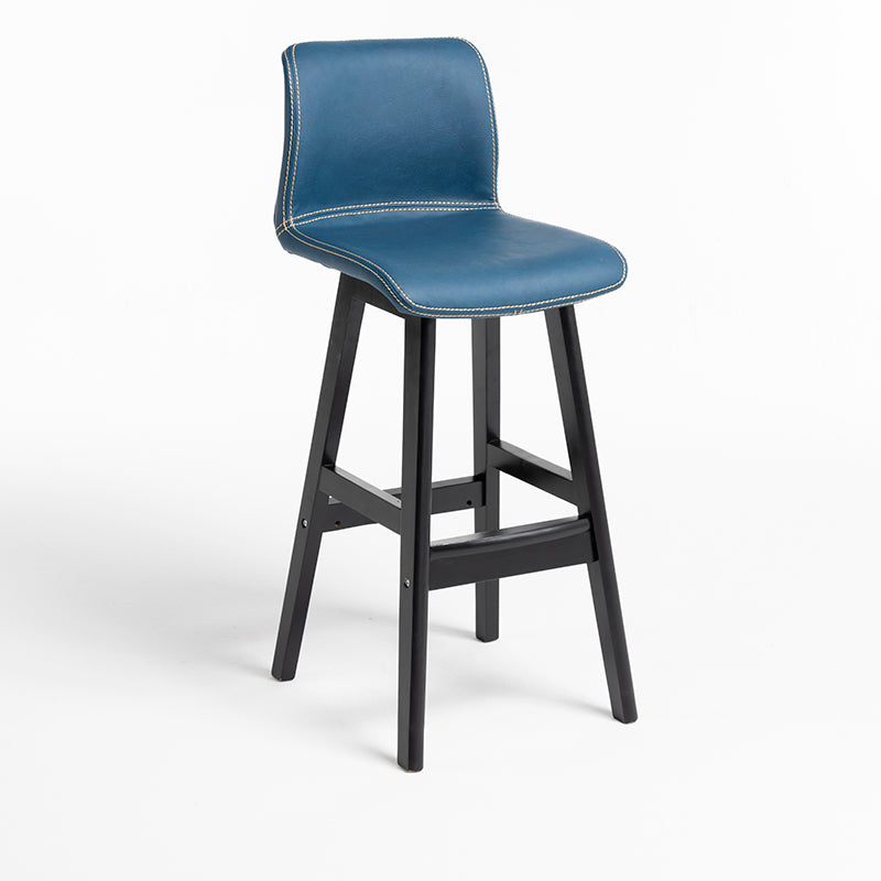 Scandinavian Style Bar-stool Square Leather Seat Counter Chair for Kitchen Bar Royal Blue Black 1 Piece Clearhalo 'Bar Furniture' 'Bar Stools' 'bar_stools' 'furn' 'furn_bar_stools' 'furniture_bar_stools' 'Kitchen & Dining Furniture' 'kitchen&dining_furn' 'kitchen' 'kitchen_furn' Furniture' 4321845