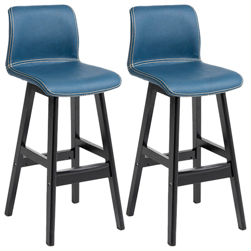 Scandinavian Style Bar-stool Square Leather Seat Counter Chair for Kitchen Bar Royal Blue Black 2 Piece Set Clearhalo 'Bar Furniture' 'Bar Stools' 'bar_stools' 'furn' 'furn_bar_stools' 'furniture_bar_stools' 'Kitchen & Dining Furniture' 'kitchen&dining_furn' 'kitchen' 'kitchen_furn' Furniture' 4321846