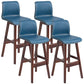 Scandinavian Style Bar-stool Square Leather Seat Counter Chair for Kitchen Bar Royal Blue Brown 4 Piece Set Clearhalo 'Bar Furniture' 'Bar Stools' 'bar_stools' 'furn' 'furn_bar_stools' 'furniture_bar_stools' 'Kitchen & Dining Furniture' 'kitchen&dining_furn' 'kitchen' 'kitchen_furn' Furniture' 4321847