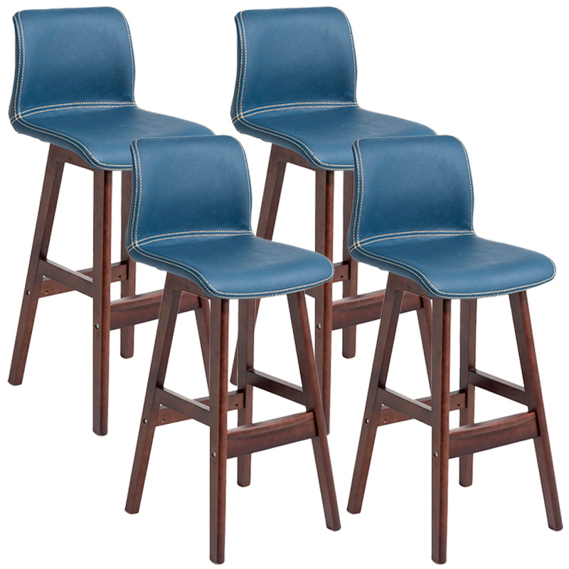 Scandinavian Style Bar-stool Square Leather Seat Counter Chair for Kitchen Bar Royal Blue Brown 4 Piece Set Clearhalo 'Bar Furniture' 'Bar Stools' 'bar_stools' 'furn' 'furn_bar_stools' 'furniture_bar_stools' 'Kitchen & Dining Furniture' 'kitchen&dining_furn' 'kitchen' 'kitchen_furn' Furniture' 4321847
