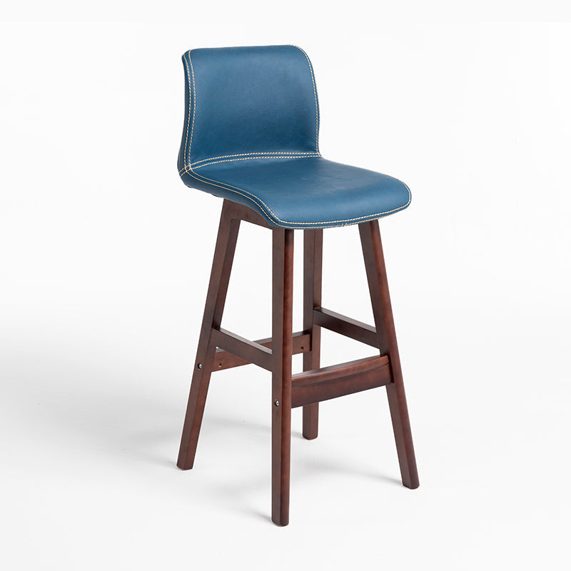Scandinavian Style Bar-stool Square Leather Seat Counter Chair for Kitchen Bar Royal Blue Brown 1 Piece Clearhalo 'Bar Furniture' 'Bar Stools' 'bar_stools' 'furn' 'furn_bar_stools' 'furniture_bar_stools' 'Kitchen & Dining Furniture' 'kitchen&dining_furn' 'kitchen' 'kitchen_furn' Furniture' 4321848