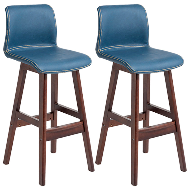 Scandinavian Style Bar-stool Square Leather Seat Counter Chair for Kitchen Bar Royal Blue Brown 2 Piece Set Clearhalo 'Bar Furniture' 'Bar Stools' 'bar_stools' 'furn' 'furn_bar_stools' 'furniture_bar_stools' 'Kitchen & Dining Furniture' 'kitchen&dining_furn' 'kitchen' 'kitchen_furn' Furniture' 4321849