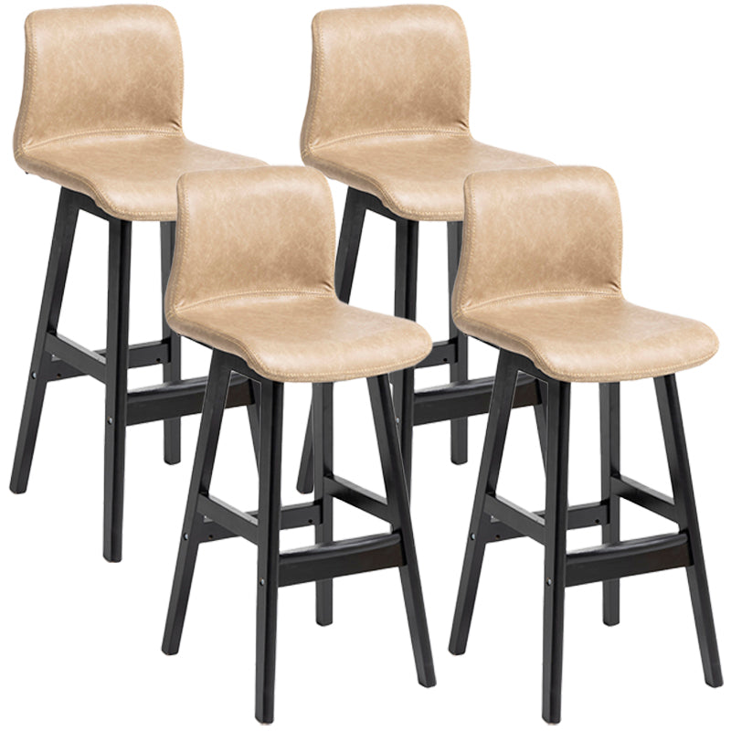 Scandinavian Style Bar-stool Square Leather Seat Counter Chair for Kitchen Bar Khaki Black 4 Piece Set Clearhalo 'Bar Furniture' 'Bar Stools' 'bar_stools' 'furn' 'furn_bar_stools' 'furniture_bar_stools' 'Kitchen & Dining Furniture' 'kitchen&dining_furn' 'kitchen' 'kitchen_furn' Furniture' 4321850