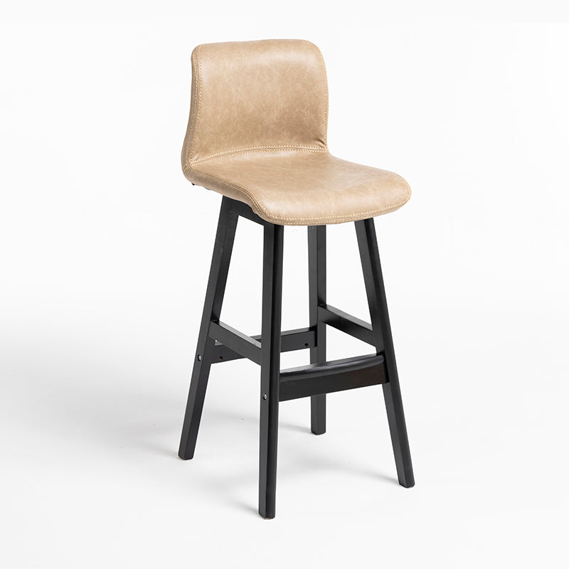 Scandinavian Style Bar-stool Square Leather Seat Counter Chair for Kitchen Bar Khaki Black 1 Piece Clearhalo 'Bar Furniture' 'Bar Stools' 'bar_stools' 'furn' 'furn_bar_stools' 'furniture_bar_stools' 'Kitchen & Dining Furniture' 'kitchen&dining_furn' 'kitchen' 'kitchen_furn' Furniture' 4321851