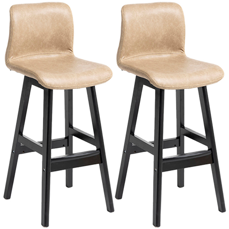 Scandinavian Style Bar-stool Square Leather Seat Counter Chair for Kitchen Bar Khaki Black 2 Piece Set Clearhalo 'Bar Furniture' 'Bar Stools' 'bar_stools' 'furn' 'furn_bar_stools' 'furniture_bar_stools' 'Kitchen & Dining Furniture' 'kitchen&dining_furn' 'kitchen' 'kitchen_furn' Furniture' 4321852