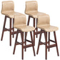 Scandinavian Style Bar-stool Square Leather Seat Counter Chair for Kitchen Bar Khaki Brown 4 Piece Set Clearhalo 'Bar Furniture' 'Bar Stools' 'bar_stools' 'furn' 'furn_bar_stools' 'furniture_bar_stools' 'Kitchen & Dining Furniture' 'kitchen&dining_furn' 'kitchen' 'kitchen_furn' Furniture' 4321853