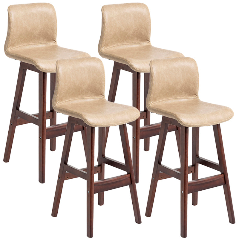 Scandinavian Style Bar-stool Square Leather Seat Counter Chair for Kitchen Bar Khaki Brown 4 Piece Set Clearhalo 'Bar Furniture' 'Bar Stools' 'bar_stools' 'furn' 'furn_bar_stools' 'furniture_bar_stools' 'Kitchen & Dining Furniture' 'kitchen&dining_furn' 'kitchen' 'kitchen_furn' Furniture' 4321853