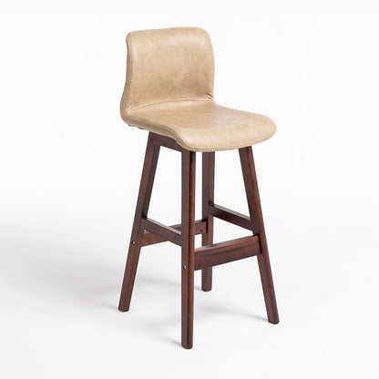 Scandinavian Style Bar-stool Square Leather Seat Counter Chair for Kitchen Bar Khaki Brown 1 Piece Clearhalo 'Bar Furniture' 'Bar Stools' 'bar_stools' 'furn' 'furn_bar_stools' 'furniture_bar_stools' 'Kitchen & Dining Furniture' 'kitchen&dining_furn' 'kitchen' 'kitchen_furn' Furniture' 4321854