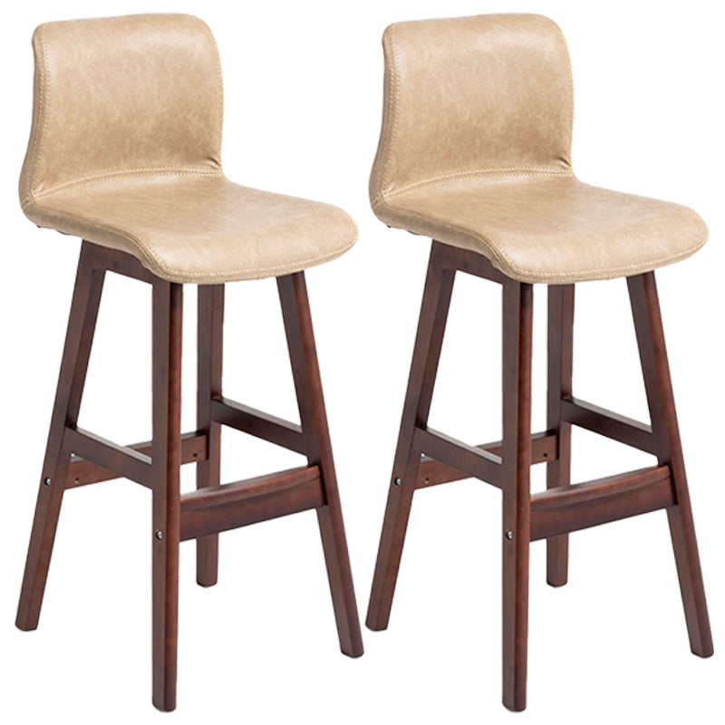 Scandinavian Style Bar-stool Square Leather Seat Counter Chair for Kitchen Bar Khaki Brown 2 Piece Set Clearhalo 'Bar Furniture' 'Bar Stools' 'bar_stools' 'furn' 'furn_bar_stools' 'furniture_bar_stools' 'Kitchen & Dining Furniture' 'kitchen&dining_furn' 'kitchen' 'kitchen_furn' Furniture' 4321855