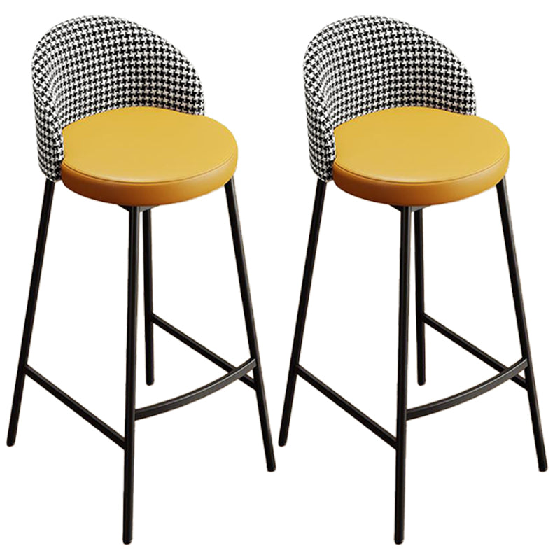 Scandinavian Style Bar-stool Round Leather Seat Counter Stool for Kitchen Orange Black 2 Piece Set Clearhalo 'Bar Furniture' 'Bar Stools' 'bar_stools' 'furn' 'furn_bar_stools' 'furniture_bar_stools' 'Kitchen & Dining Furniture' 'kitchen&dining_furn' 'kitchen' 'kitchen_furn' Furniture' 4321861