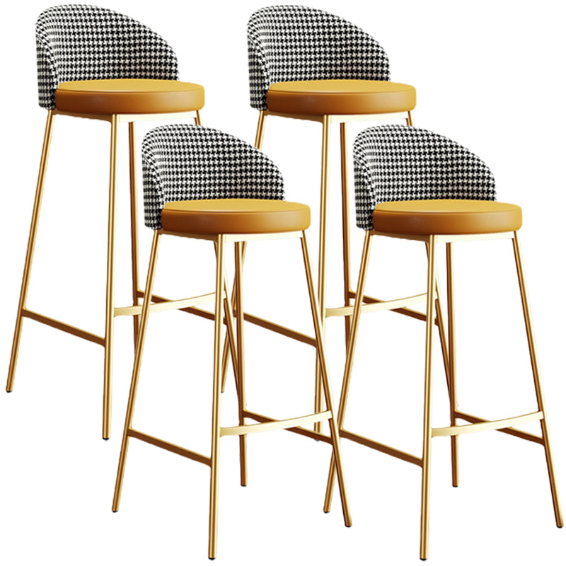 Scandinavian Style Bar-stool Round Leather Seat Counter Stool for Kitchen Orange Gold 4 Piece Set Clearhalo 'Bar Furniture' 'Bar Stools' 'bar_stools' 'furn' 'furn_bar_stools' 'furniture_bar_stools' 'Kitchen & Dining Furniture' 'kitchen&dining_furn' 'kitchen' 'kitchen_furn' Furniture' 4321863