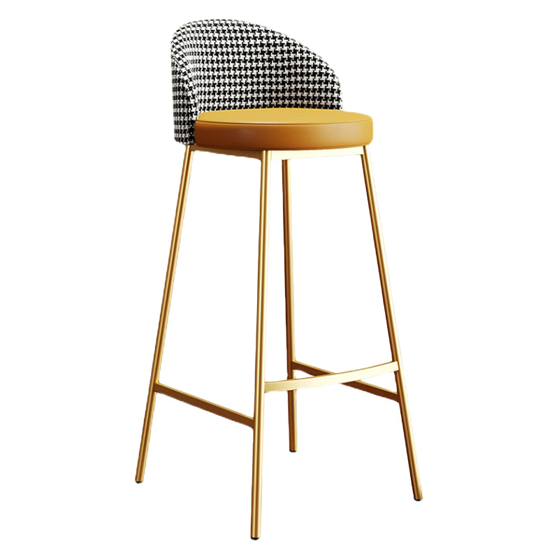 Scandinavian Style Bar-stool Round Leather Seat Counter Stool for Kitchen Orange Gold 1 Piece Clearhalo 'Bar Furniture' 'Bar Stools' 'bar_stools' 'furn' 'furn_bar_stools' 'furniture_bar_stools' 'Kitchen & Dining Furniture' 'kitchen&dining_furn' 'kitchen' 'kitchen_furn' Furniture' 4321865