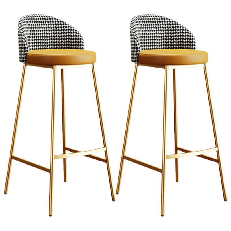 Scandinavian Style Bar-stool Round Leather Seat Counter Stool for Kitchen Orange Gold 2 Piece Set Clearhalo 'Bar Furniture' 'Bar Stools' 'bar_stools' 'furn' 'furn_bar_stools' 'furniture_bar_stools' 'Kitchen & Dining Furniture' 'kitchen&dining_furn' 'kitchen' 'kitchen_furn' Furniture' 4321867