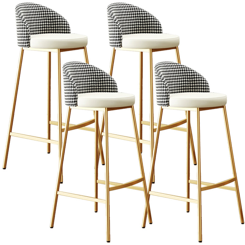 Scandinavian Style Bar-stool Round Leather Seat Counter Stool for Kitchen White-Brass 4 Piece Set Clearhalo 'Bar Furniture' 'Bar Stools' 'bar_stools' 'furn' 'furn_bar_stools' 'furniture_bar_stools' 'Kitchen & Dining Furniture' 'kitchen&dining_furn' 'kitchen' 'kitchen_furn' Furniture' 4321869