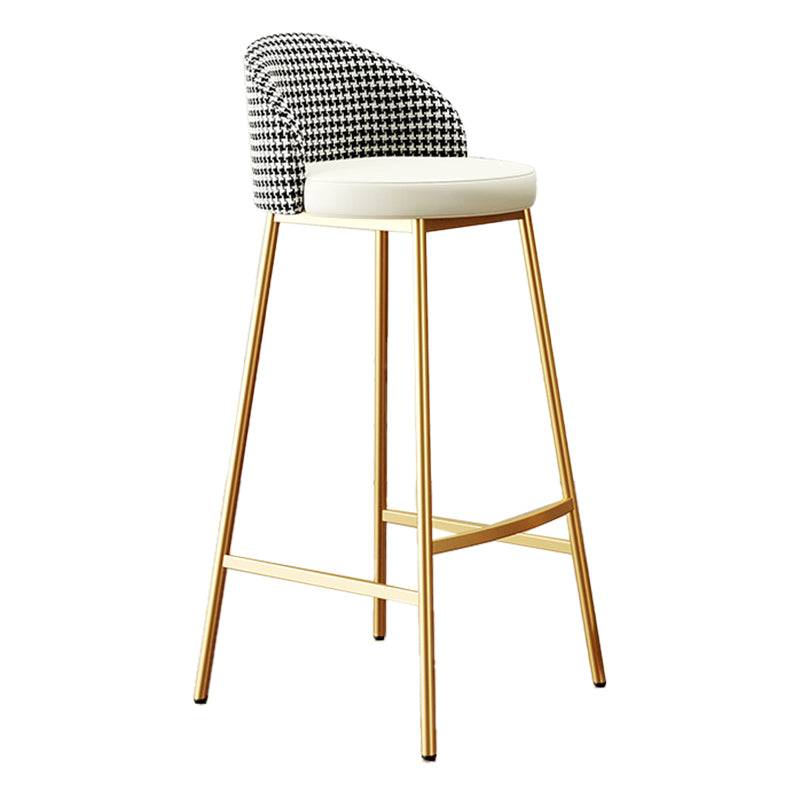 Scandinavian Style Bar-stool Round Leather Seat Counter Stool for Kitchen White-Brass 1 Piece Clearhalo 'Bar Furniture' 'Bar Stools' 'bar_stools' 'furn' 'furn_bar_stools' 'furniture_bar_stools' 'Kitchen & Dining Furniture' 'kitchen&dining_furn' 'kitchen' 'kitchen_furn' Furniture' 4321871