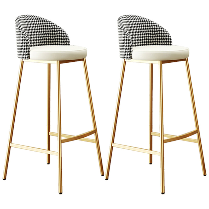 Scandinavian Style Bar-stool Round Leather Seat Counter Stool for Kitchen White-Brass 2 Piece Set Clearhalo 'Bar Furniture' 'Bar Stools' 'bar_stools' 'furn' 'furn_bar_stools' 'furniture_bar_stools' 'Kitchen & Dining Furniture' 'kitchen&dining_furn' 'kitchen' 'kitchen_furn' Furniture' 4321872