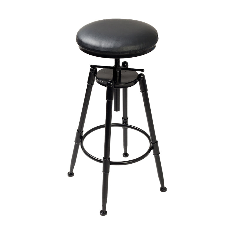 Industrial 4 Legs Barstool Adjustable Height Rotating Bar Stools Leather 1 Piece Backless Clearhalo 'Bar Furniture' 'Bar Stools' 'bar_stools' 'furn' 'furn_bar_stools' 'furniture_bar_stools' 'Kitchen & Dining Furniture' 'kitchen&dining_furn' 'kitchen' 'kitchen_furn' Furniture' 4321907