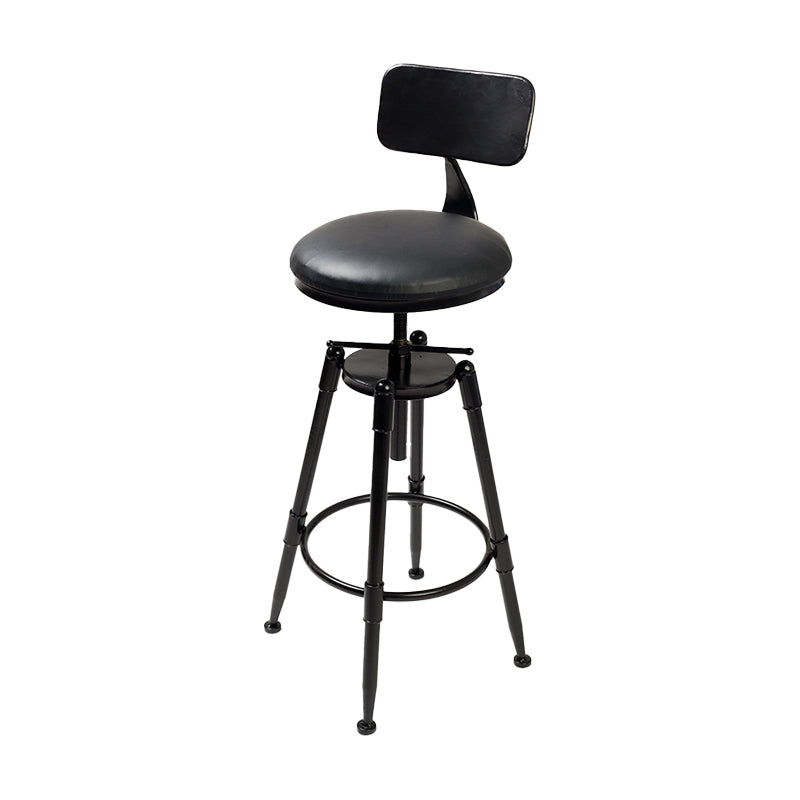 Industrial 4 Legs Barstool Adjustable Height Rotating Bar Stools Leather 1 Piece Low Back Clearhalo 'Bar Furniture' 'Bar Stools' 'bar_stools' 'furn' 'furn_bar_stools' 'furniture_bar_stools' 'Kitchen & Dining Furniture' 'kitchen&dining_furn' 'kitchen' 'kitchen_furn' Furniture' 4321908