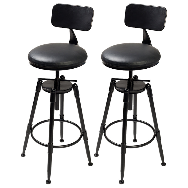 Industrial 4 Legs Barstool Adjustable Height Rotating Bar Stools Leather 2 Piece Set Low Back Clearhalo 'Bar Furniture' 'Bar Stools' 'bar_stools' 'furn' 'furn_bar_stools' 'furniture_bar_stools' 'Kitchen & Dining Furniture' 'kitchen&dining_furn' 'kitchen' 'kitchen_furn' Furniture' 4321916