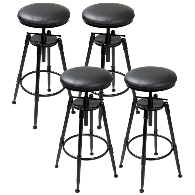 Industrial 4 Legs Barstool Adjustable Height Rotating Bar Stools Leather 4 Piece Set Backless Clearhalo 'Bar Furniture' 'Bar Stools' 'bar_stools' 'furn' 'furn_bar_stools' 'furniture_bar_stools' 'Kitchen & Dining Furniture' 'kitchen&dining_furn' 'kitchen' 'kitchen_furn' Furniture' 4321919