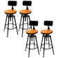 Industrial 4 Legs Barstool Adjustable Height Rotating Bar Stools Wood 4 Piece Set Low Back Clearhalo 'Bar Furniture' 'Bar Stools' 'bar_stools' 'furn' 'furn_bar_stools' 'furniture_bar_stools' 'Kitchen & Dining Furniture' 'kitchen&dining_furn' 'kitchen' 'kitchen_furn' Furniture' 4321921